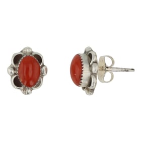 Navajo Mediterranean Coral Earrings