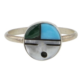Zuni Turquoise Malachite & mother of Pearl Inay Ring