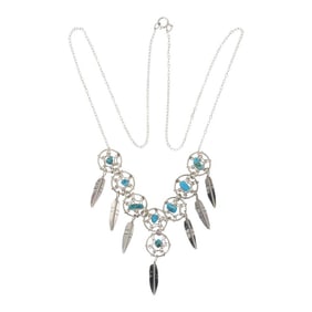 Navajo Kingman Turquoise ream Catcher Necklace