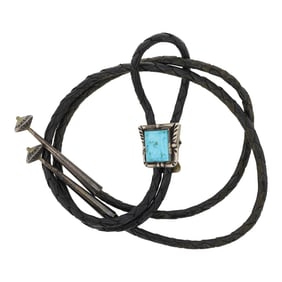 Vintage Navajo Kingman Turquoise Bolo Tie