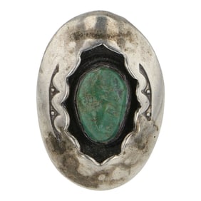 Vintage Navajo Nevada Turquoise Shadowbox Ring