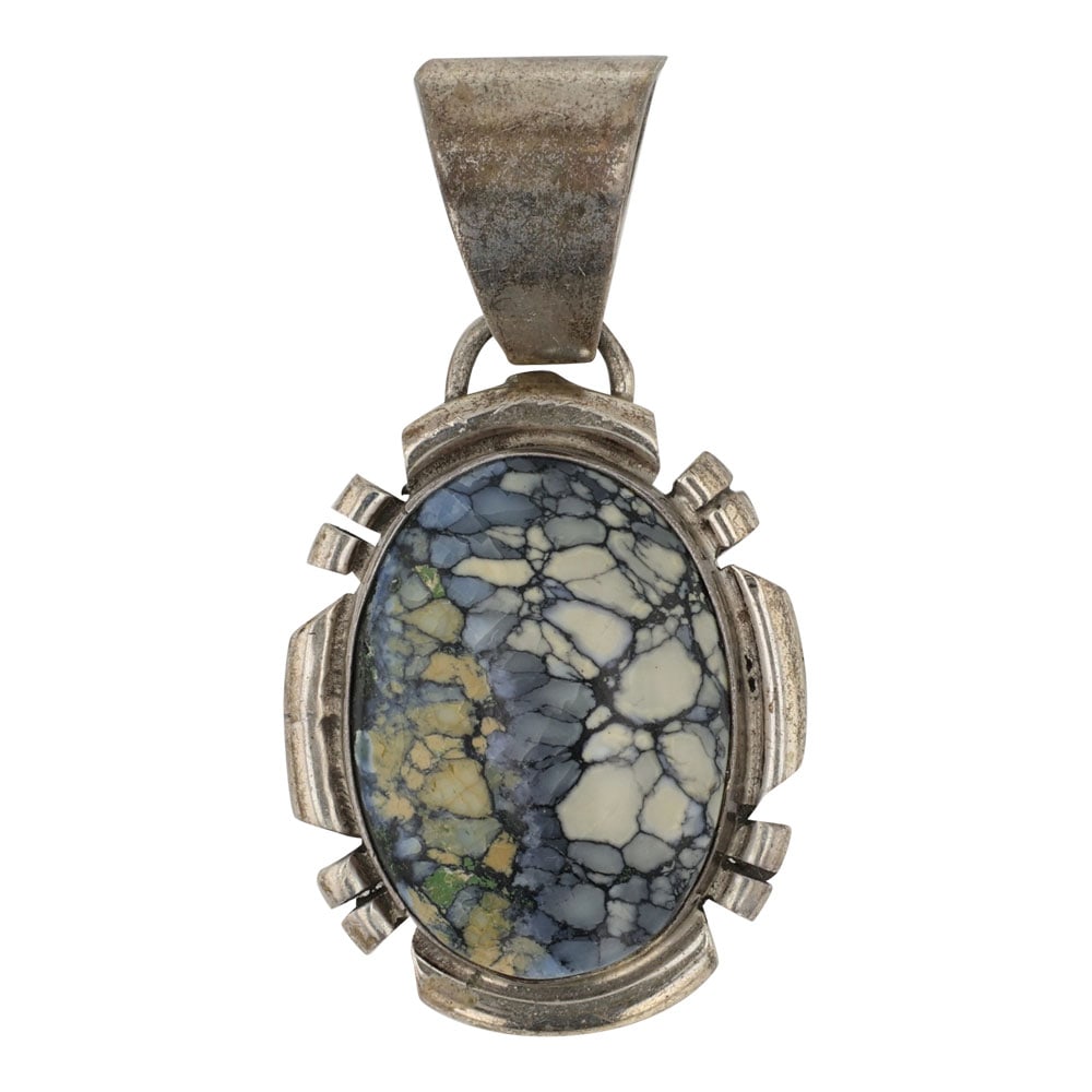 Navajo New Landers Chalcoderite Pendant: Sterling Silver | Genuine New Landers Chalcoderite | Navajo New Landers Chalcoderite Pendant | Navajo Native American Southwest Indian Jewelry | Good (no breaks or damages) | Approximate Weight: 5 Gra