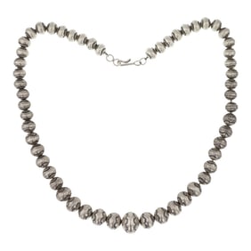 Vintage Navajo Stamped Beads Graduated Necklace