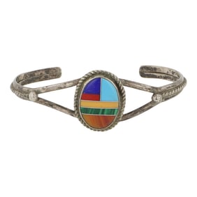 Navajo Multicolor Block Cuff Bracelet