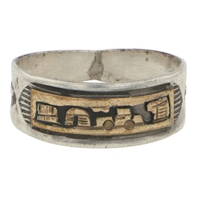 Herbert Tsosie Navajo 12k Gold Filled & Sterling Silver Story Teller Ring