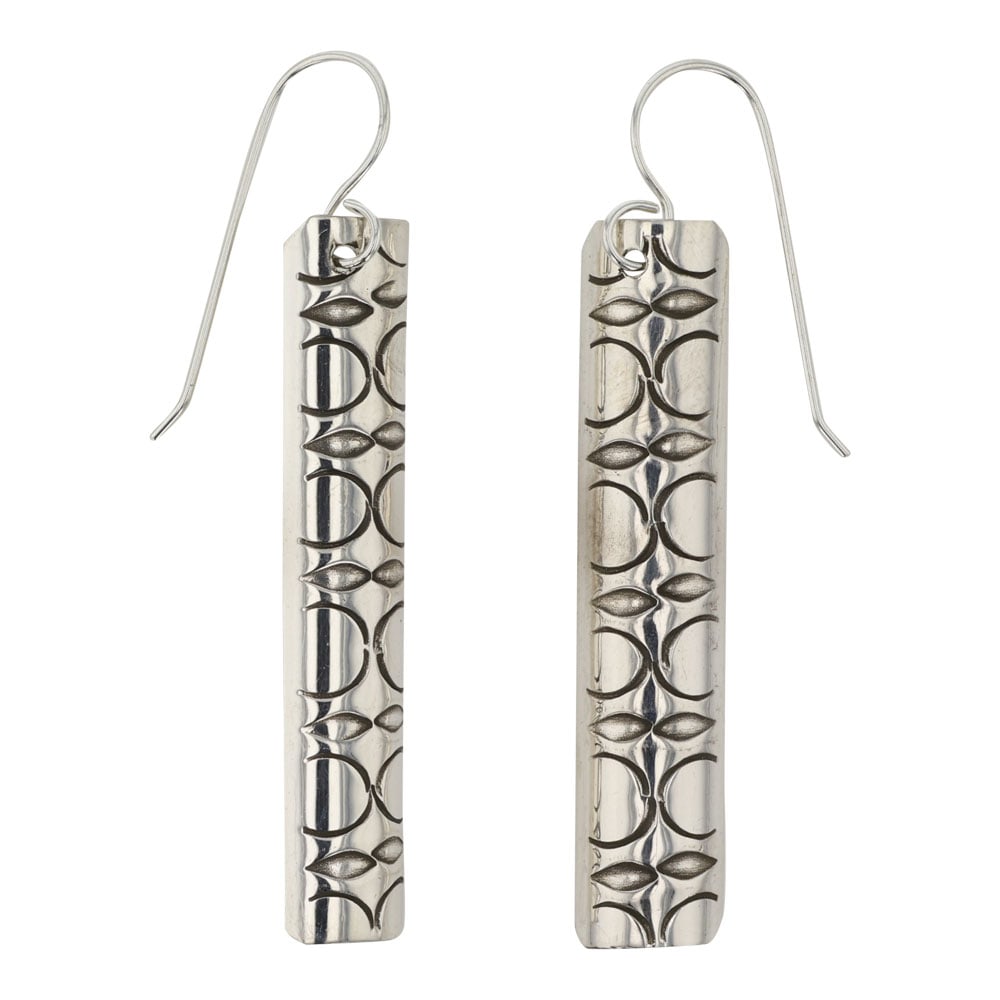 Navajo Plain Silver Stamp-Work Earrings (1 of 2)