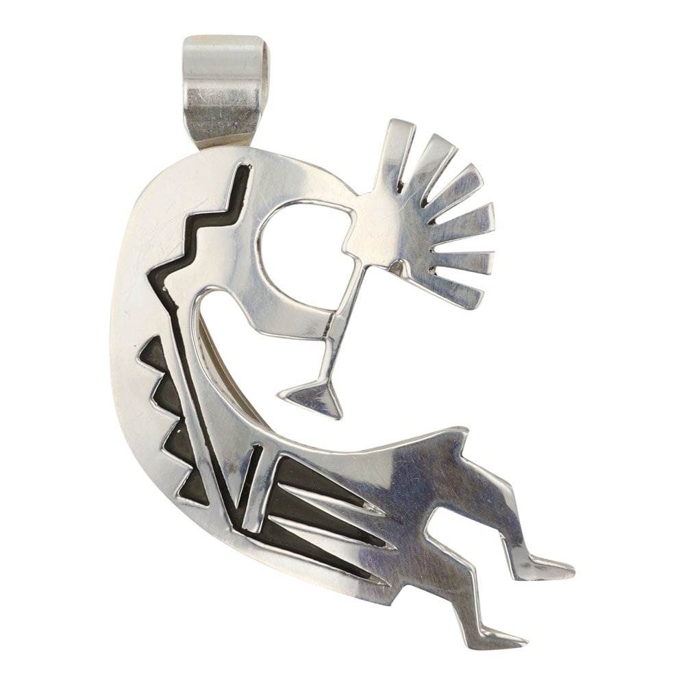 Navajo Plain Silver Kokopelli Pin / Pendant: Sterling Silver | | Navajo Plain Silver Kokopelli Pin / Pendant | Navajo Native American Southwest Indian Jewelry | Good (no breaks or damages) | Approximate Weight: 7 Grams | Pendant: 1.5" x 2.25" |