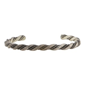 Vintage Navajo Plain Silver Twist Wire Bracelet