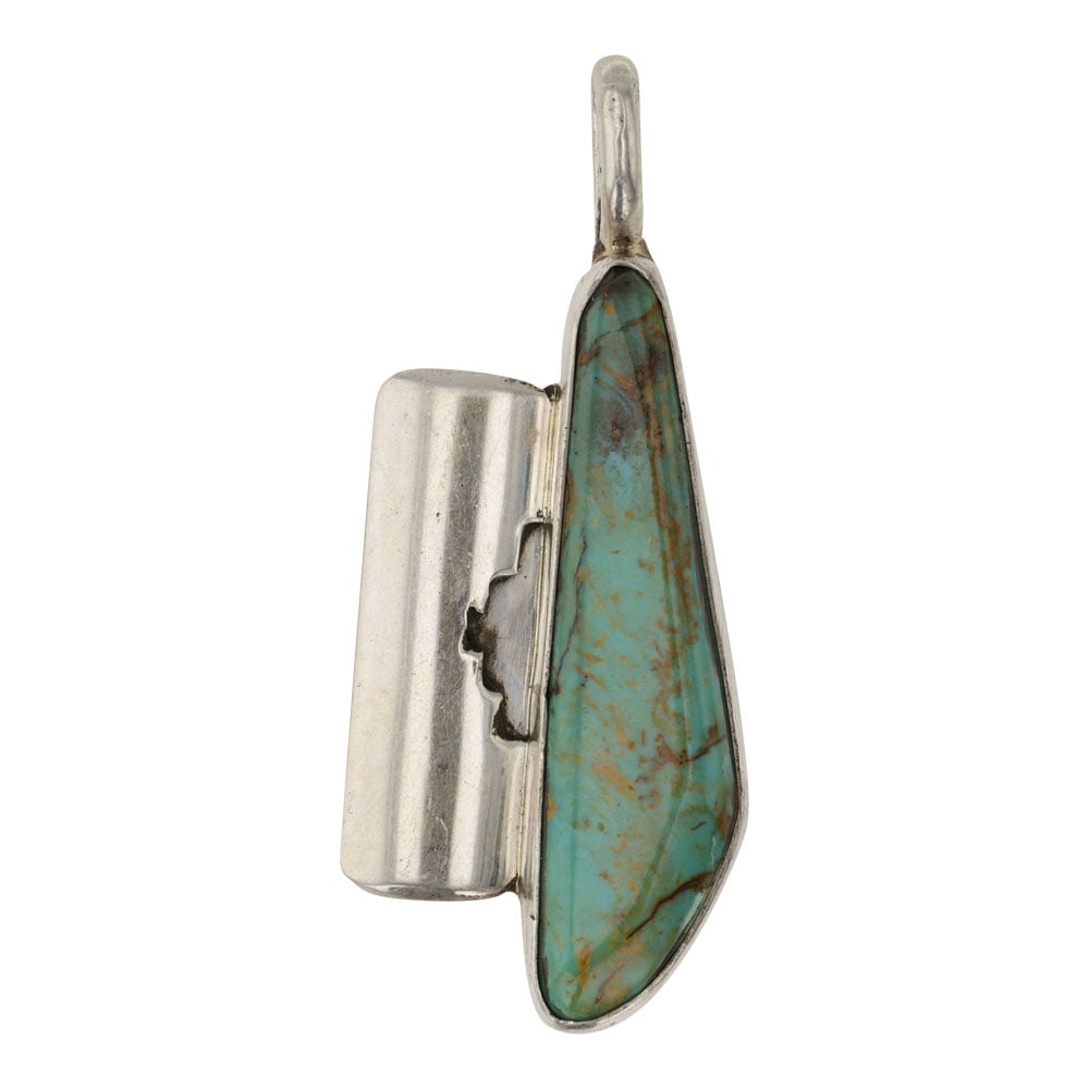 Navajo Menassa Turquoise Pendant: Sterling Silver | Genuine Menassa Turquoise | Navajo Menassa Turquoise Pendant | Navajo Native American Southwest Indian Jewelry | Good (no breaks or damages) | Approximate Weight: 12 Grams | Pendant: