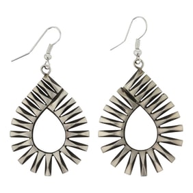 Navajo Plain Silver Sawed Wire Plain Silver Earrings