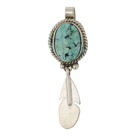 Kingman Turquoise Feather Pendant