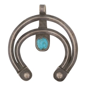 Vintage Navajo Nevada Turquoise Naja Pendant