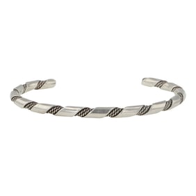 Navajo Plain Silver Braided Wire Bracelet