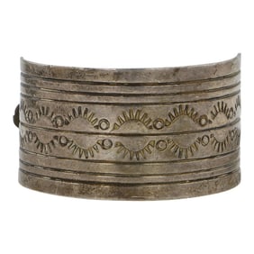Vintage Navajo Plain Silver Stamp-Work Hair Barrette