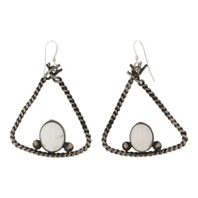 Navajo White Buffalo Teepee Earrings