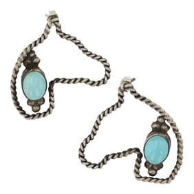 Navajo Compitos Turquoise Horse Earrings