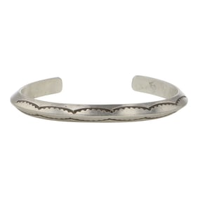 Vintage Navajo Plain Silver Triangle Wire Cuff Bracelet