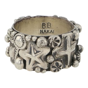 Nakai Southwest Shop Navajo Plain Silver Bump out Ring