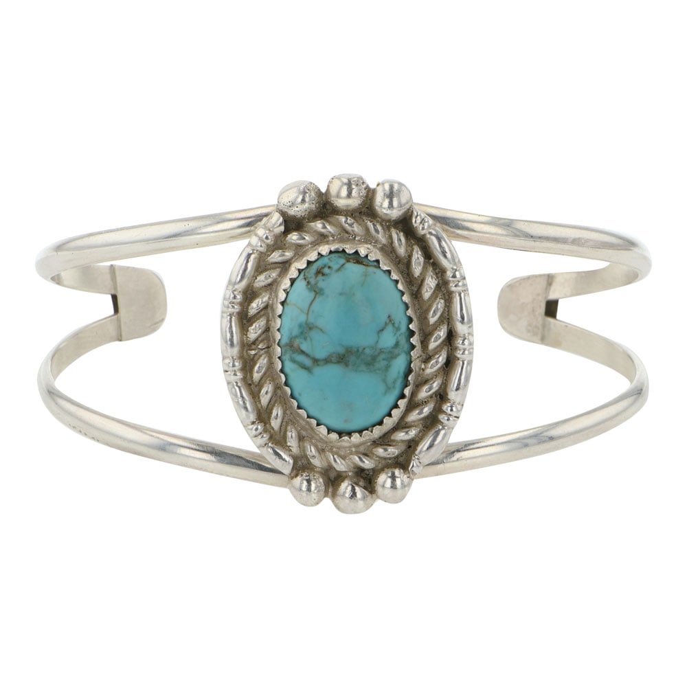 Navajo Compitos Turquoise Bracelet: Sterling Silver | Genuine Compitos Turquoise | Navajo Compitos Turquoise Bracelet | Navajo Native American Southwest Indian Jewelry | Good (no breaks or damages) | Approximate Weight: 20 Grams | Brace