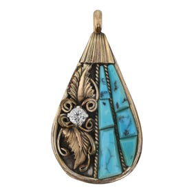 Vintage Silver Ray Southwest Shop Sleeping Beauty Turquoise & CZ Gold Filled & Sterling Silver