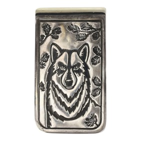 Navajo Plain Silver Wolf Money Clip