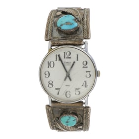 Vintage Navajo Kingman Turquoise Watch Bracelet