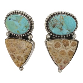 Navajo Turquoise & Jasper Earrings