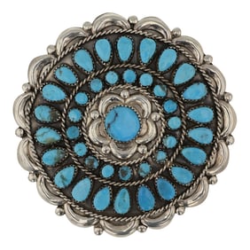 Victor Moses Begay Navajo Kingman Turquoise Cluster Pin