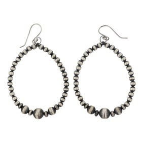 Navajo Oxidized Beads Hoop Earrings