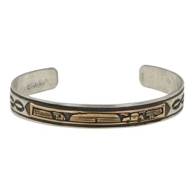 Herbert Tsosie Navajo 12K Gold Filled & Sterling Silver Story Teller Cuff Bracelet