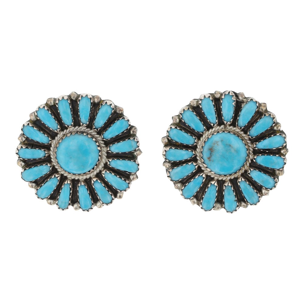 Zeita Begay Navajo Kingman Turquoise Cluster Earrings (1 of 2)