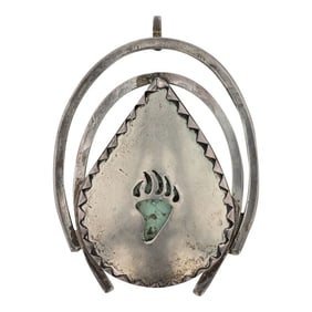 Navajo Turquoise Bearpaw Naja Pendant