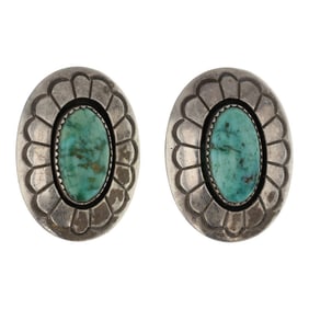 Dan A. Jackson Vintage Navajo Nevada Turquoise Clip-on Earrings