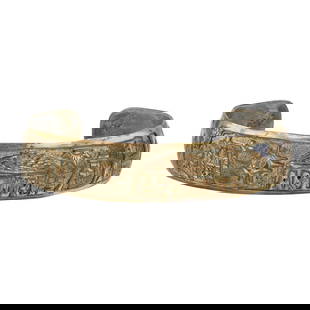 Vintage Navajo Sterling Silver & Gold Filled Story Teller Cuff Bracelet: Sterling Silver | | Vintage Navajo Sterling Silver & Gold Filled Story Teller Cuff Bracelet | Navajo Native American Southwest Indian Jewelry | Good (no breaks or damages) | Approximate Weight: 18 Gra