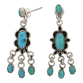 Navajo Compitos Turquoise Earrings