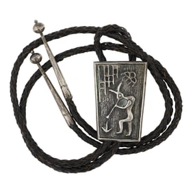 Vintage Navajo Tufa Cast Kokopelli Bolo Tie