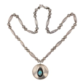 Vintage Navajo Nevada Turquoise Shadowbox Necklace