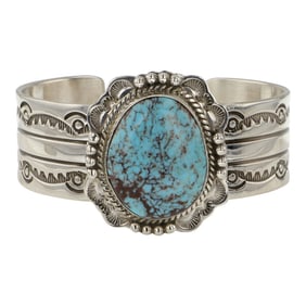 John Nelson Navajo Spiderweb Turquoise Cuff Bracelet