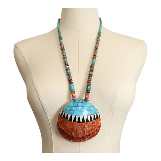 Sensational Vintage Santo Domingo Turquoise Heishi Pipestone 10 Strand Necklace Sensational Vintage Santo Domingo Turquoise Heishi Pipestone 10 Strand Necklace