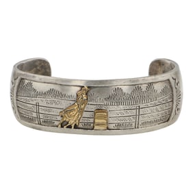 Ray Calladito Vintage Navajo Gold Gilled & Sterling Silver Cuff Bracelet