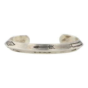 Elroy & Bernadine Chavez Navajo Heavy Triangle Wire Stamp-Work Cuff Bracelet