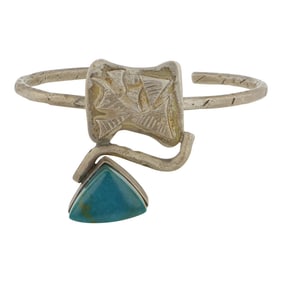Dylan Poblano Award Winning Zuni Artist Fox Turquoise Bracelet