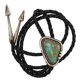 Vintage Navajo Carico Lake Turquoise Bolo Tie