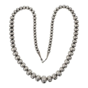 Navajo Stamped Beads Graduated Necklace
