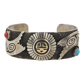 Jason Takala Hopi Master Artist 14k Gold & Sterling Silver Sleeping Beauty Turquoise & Mediterranean (1 of 4)