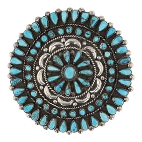 Victor Moses Begay Navajo Kingman Turquoise Cluster Pin / Pendant