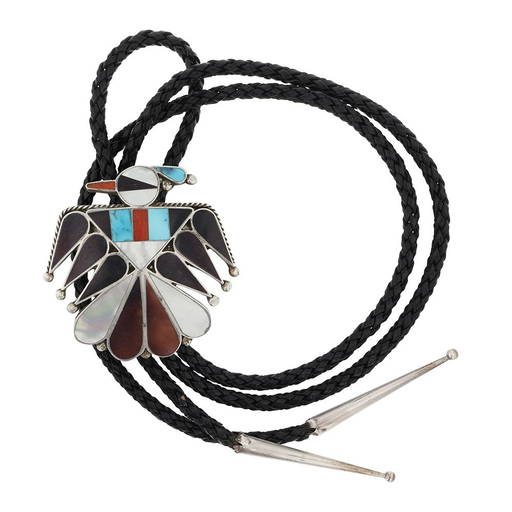 Porfilio Sheyka Vintage Native American Zuni Squirrel Turquoise Sterling Silver Bolo Tie Porfilio Sheyka Vintage Native American Zuni Squirrel Turquoise Sterling Silver Bolo Tie