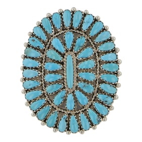 Justin Wilson Navajo Kingman Turquoise Cluster Ring