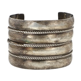Vintage Navajo Wide Plain Silver Cuff Bracelet