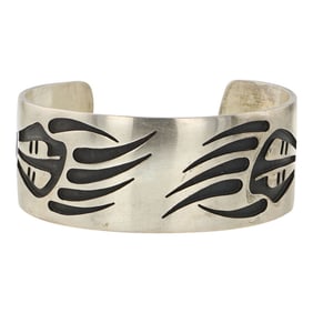 Hopi Silver Bear Paw Cuff Bracelet